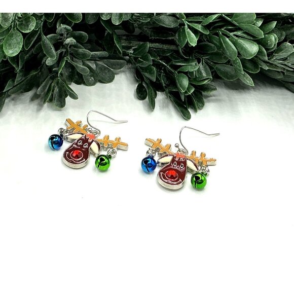 Reindeer Earrings With Multicolor Jingle Bells - Picture 6 of 7